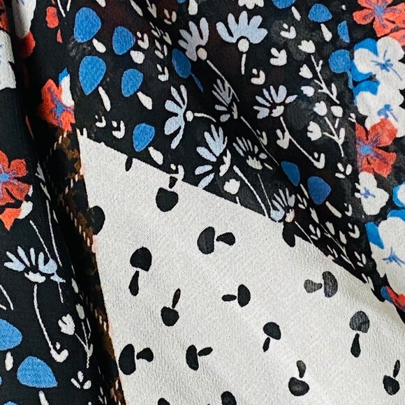 Tommy Hilfiger Blouse Women Size Small Floral Mushroom Mixed Print Pintuck - Picture 3 of 13